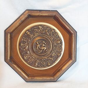 VINTAGE FIGURAL GREEK GODDESS ARTEMIS OCTAGONAL WALL HANGING  PLAQUE 11" x 11"